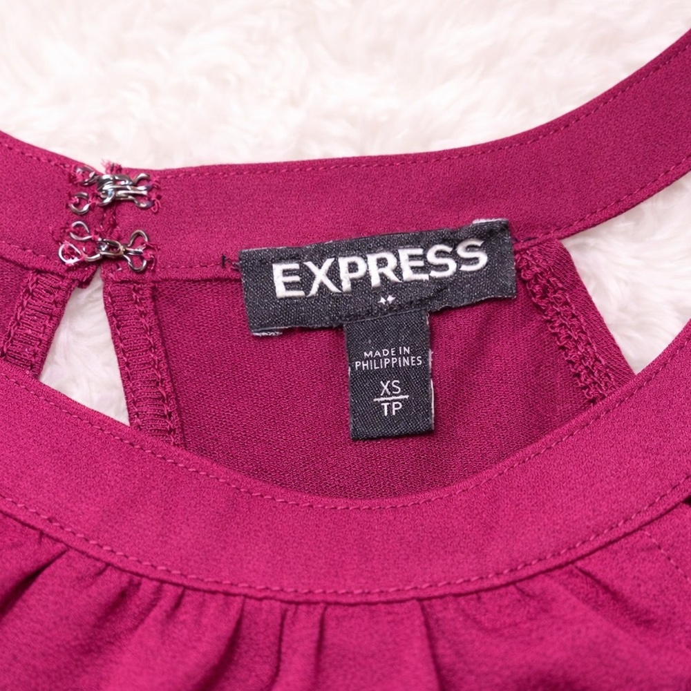Express Pink High Neck Tank XS Keyhole Back Double Strap Flowy Top - Picture 3 of 3